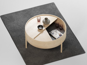 round coffee table with storage unfinished wood 3 legs Modelo 3D