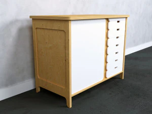 दराजों की प्लाइवुड संदूक 1 3D मॉडल