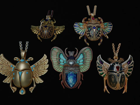 Pemindaian hipoly dari lima paket scarab Model 3D