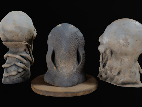 Hi-poly ancient alien sculptures 1-3 pack 3D 모델