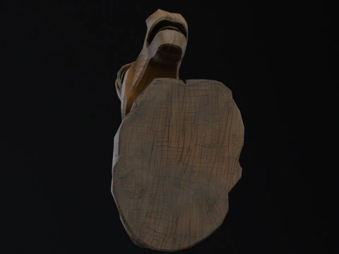 Wooden horse Head Low-poly 3D Model