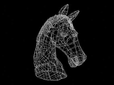 Wooden horse Head Low-poly 3D Model