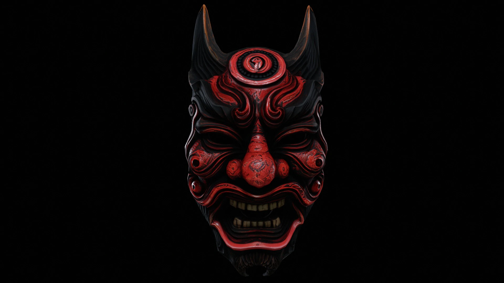 Japanese Spirit mask 1 3D Model .c4d .max .obj .3ds .fbx .stl .blend 