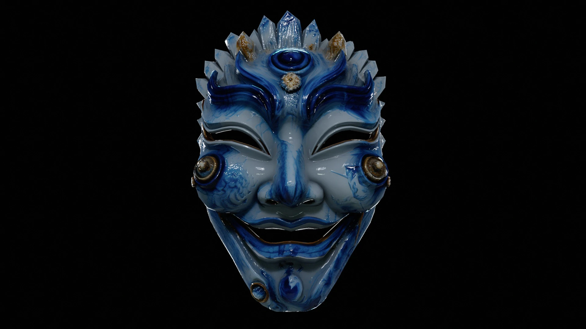 Japanese Spirit mask 3 3D Model .c4d .max .obj .3ds .fbx .stl .blend 
