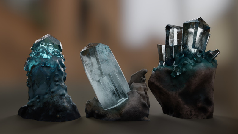 Pack of realistic low-poly crystals Modèle 3D .c4d .max .obj .3ds .fbx .stl .blend