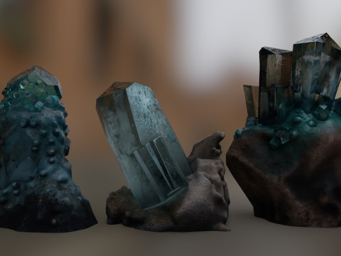 Pack of realistic low-poly crystals Modèle 3D