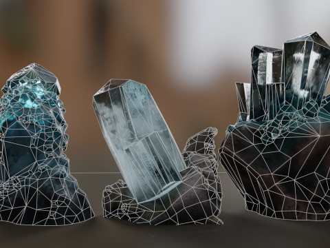 Pack of realistic low-poly crystals Modèle 3D