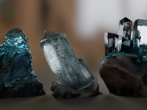 Pack of realistic low-poly crystals Modèle 3D