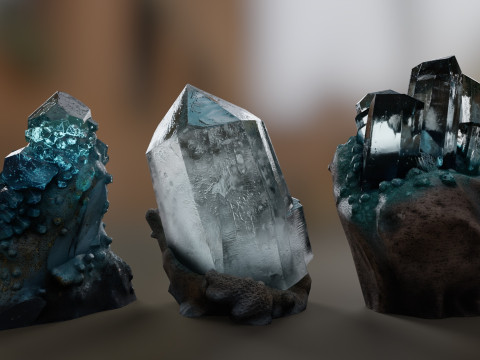 Pack of realistic low-poly crystals Modèle 3D