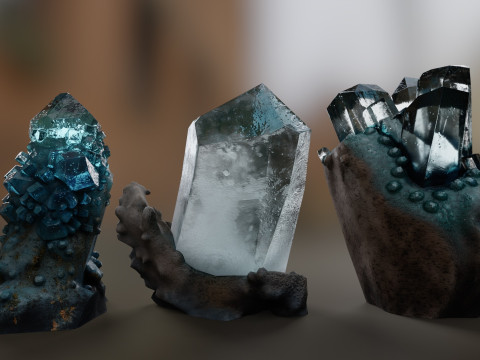 Pack of realistic low-poly crystals Modèle 3D