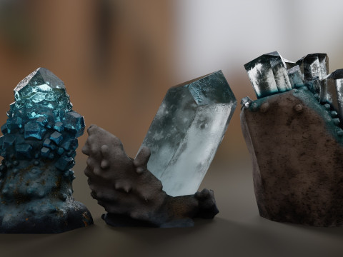 Pack of realistic low-poly crystals Modèle 3D