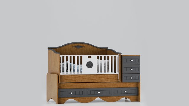 Baby crib bed N121 3D Model .c4d .max .obj .3ds .fbx .stl .blend 