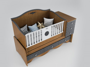 Baby crib bed N121 3D Model