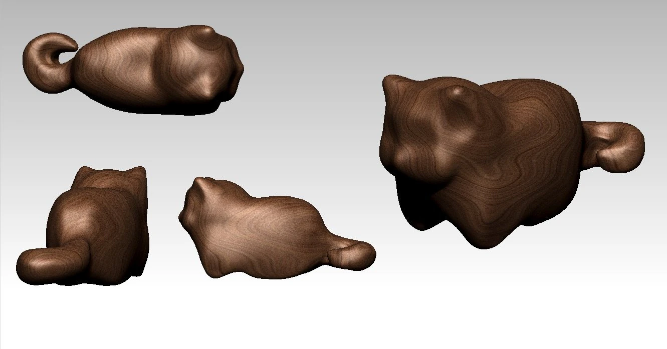 primitive cat sculpture 3D Model .c4d .max .obj .3ds .fbx .stl .blend