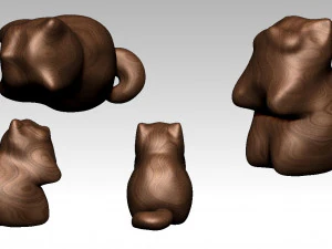 prymitywna rzeźba kota Model 3D