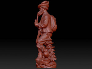 hunter with dog sculpture 3D 모델