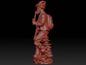 hunter with dog sculpture 3D Model