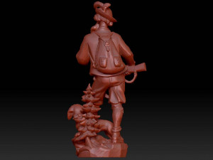 hunter with dog sculpture 3D 모델