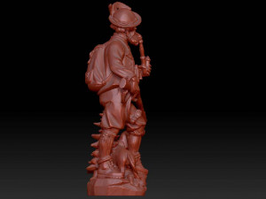 hunter with dog sculpture 3D 모델