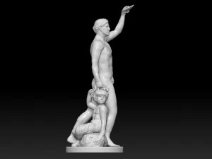 bacchus and satyr fountain statue monplaisir garden peterhof 3D Model