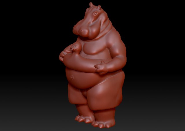 funny antropomorphic hippo bather Model 3D .c4d .max .obj .3ds .fbx .stl .blend 