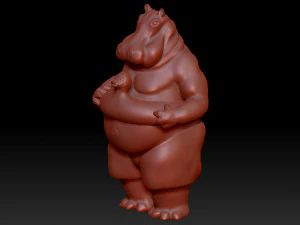 funny antropomorphic hippo bather 3D Model