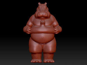 funny antropomorphic hippo bather Model 3D