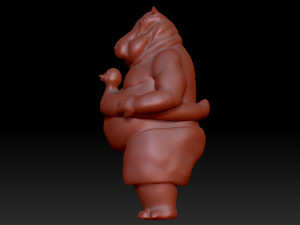 funny antropomorphic hippo bather Model 3D