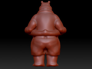 funny antropomorphic hippo bather Model 3D