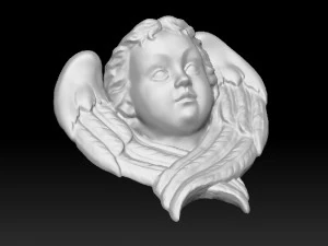 barokowy aniołek z płaskorzeźbą Model 3D