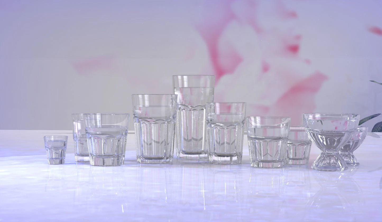 glass tumblers and cups 3D Model .c4d .max .obj .3ds .fbx .stl .blend 