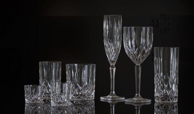 glass stemware and tumblers 3D Model .c4d .max .obj .3ds .fbx .stl .blend 
