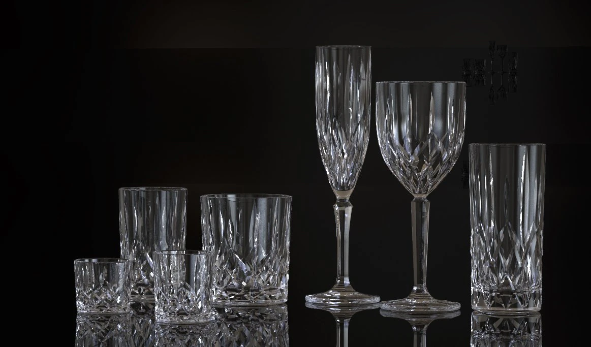 glass stemware and tumblers 3D Model .c4d .max .obj .3ds .fbx .stl .blend