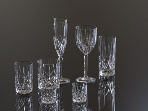 glass stemware and tumblers 3D Model