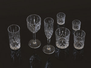 glass stemware and tumblers 3D Model