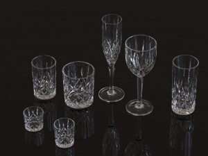 glass stemware and tumblers 3D Model