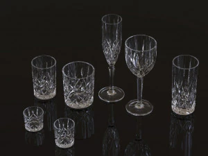 glass stemware and tumblers 3D Model