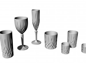 glass stemware and tumblers 3D Model