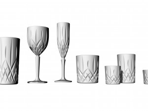 glass stemware and tumblers 3D Model