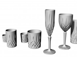 glass stemware and tumblers 3D Model