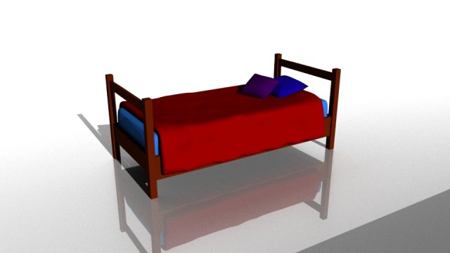 bed with blanket and pillows 3D Model .c4d .max .obj .3ds .fbx .stl .blend 