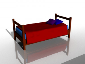 bed with blanket and pillows Modello 3D