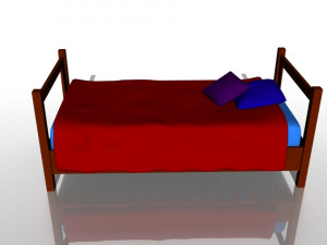 bed with blanket and pillows 3D Model