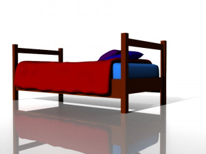 bed with blanket and pillows 3D Model