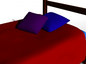 bed with blanket and pillows 3D Model