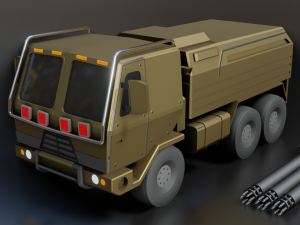 military truck - low poly - pbr - game ready 3D Model