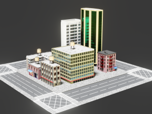 low poly city block 3D Model