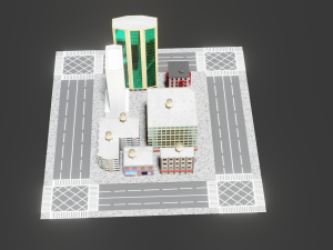 low poly city block 3D Model