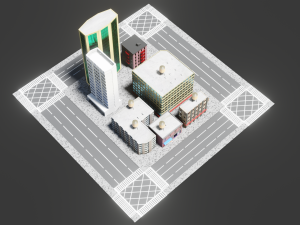 low poly city block 3D Model