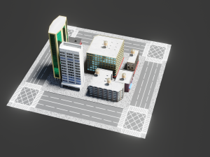 low poly city block 3D Model